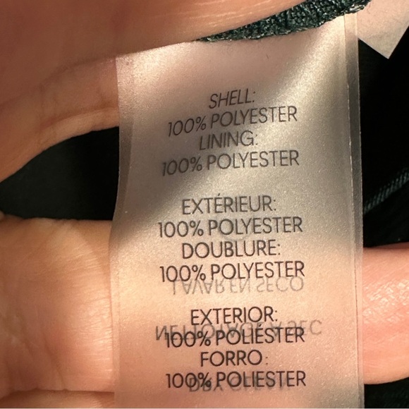 Tommy Hilfiger sz 14 emerald green chiffon dress, metallic polka dots, hi/lo - Picture 9 of 14